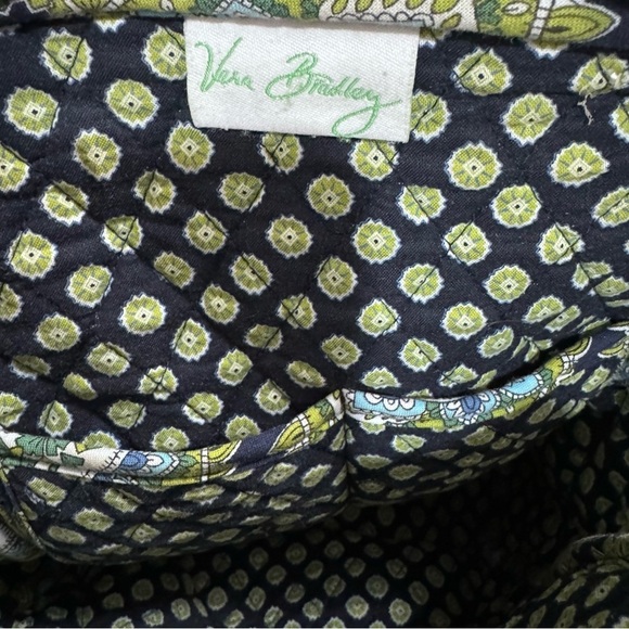 Vera Bradley Quilted Mini Backpack Purse Green Navy Blue - Picture 7 of 8